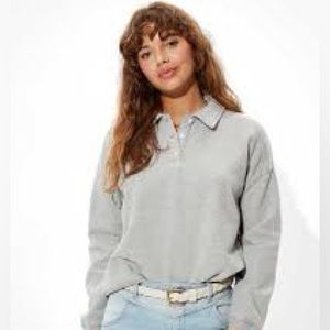Grey American Eagle Polo Sweatshirt
